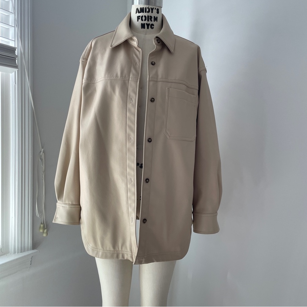 Sz S, Faux Leather Shacket